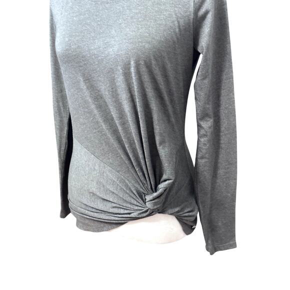 Fabletics Pullover Top Twisted Side Scoop Neckline Long Sleeve Heathered Gray XS - Picture 4 of 10